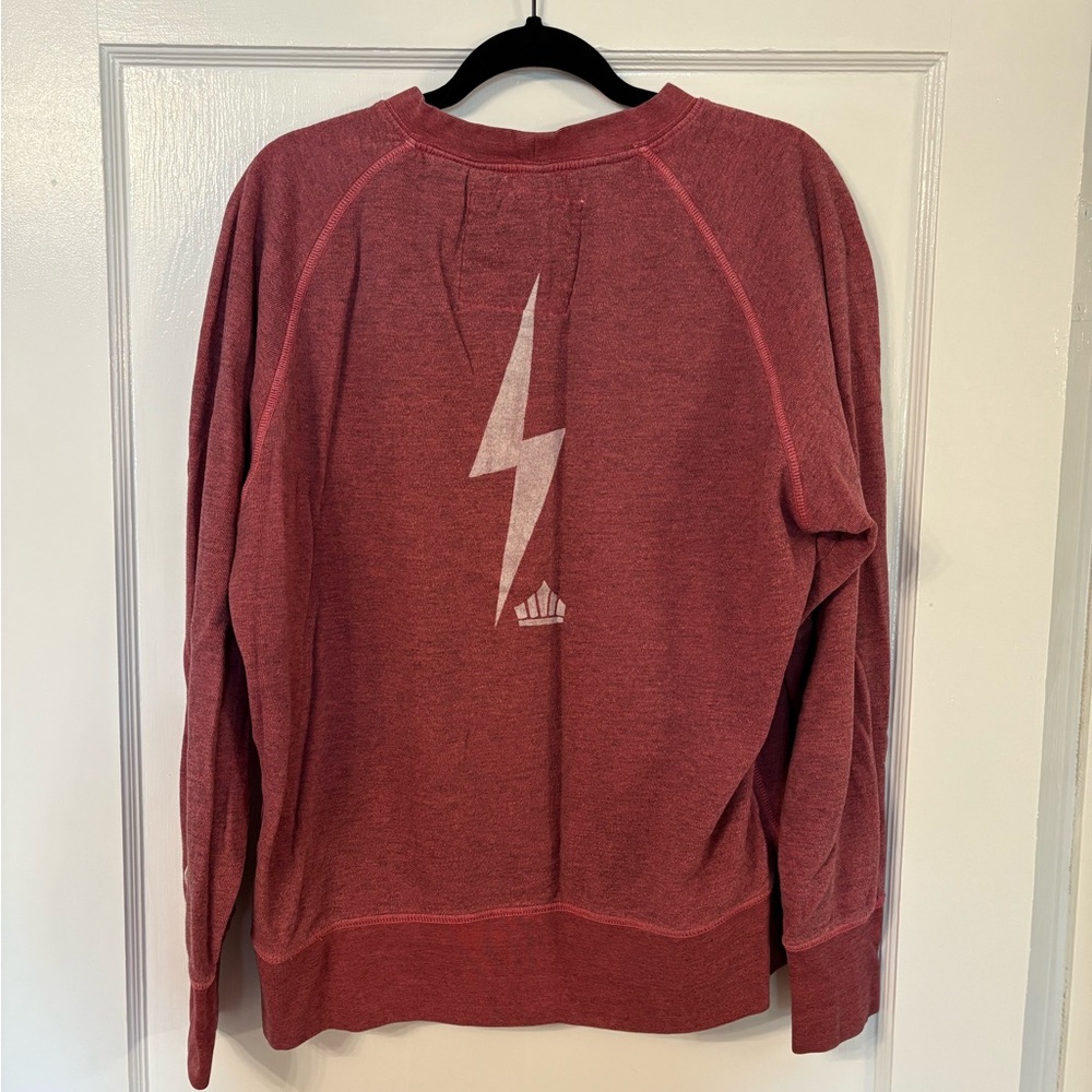 Men's Burgundy Crewneck Sweater with Lightning Bolt